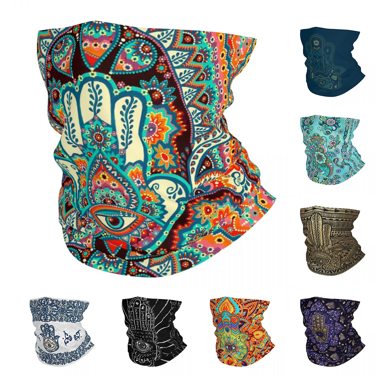 Balaclava Face Mask - Hamsa Hand Bohemian Bandana Neck Gaiter