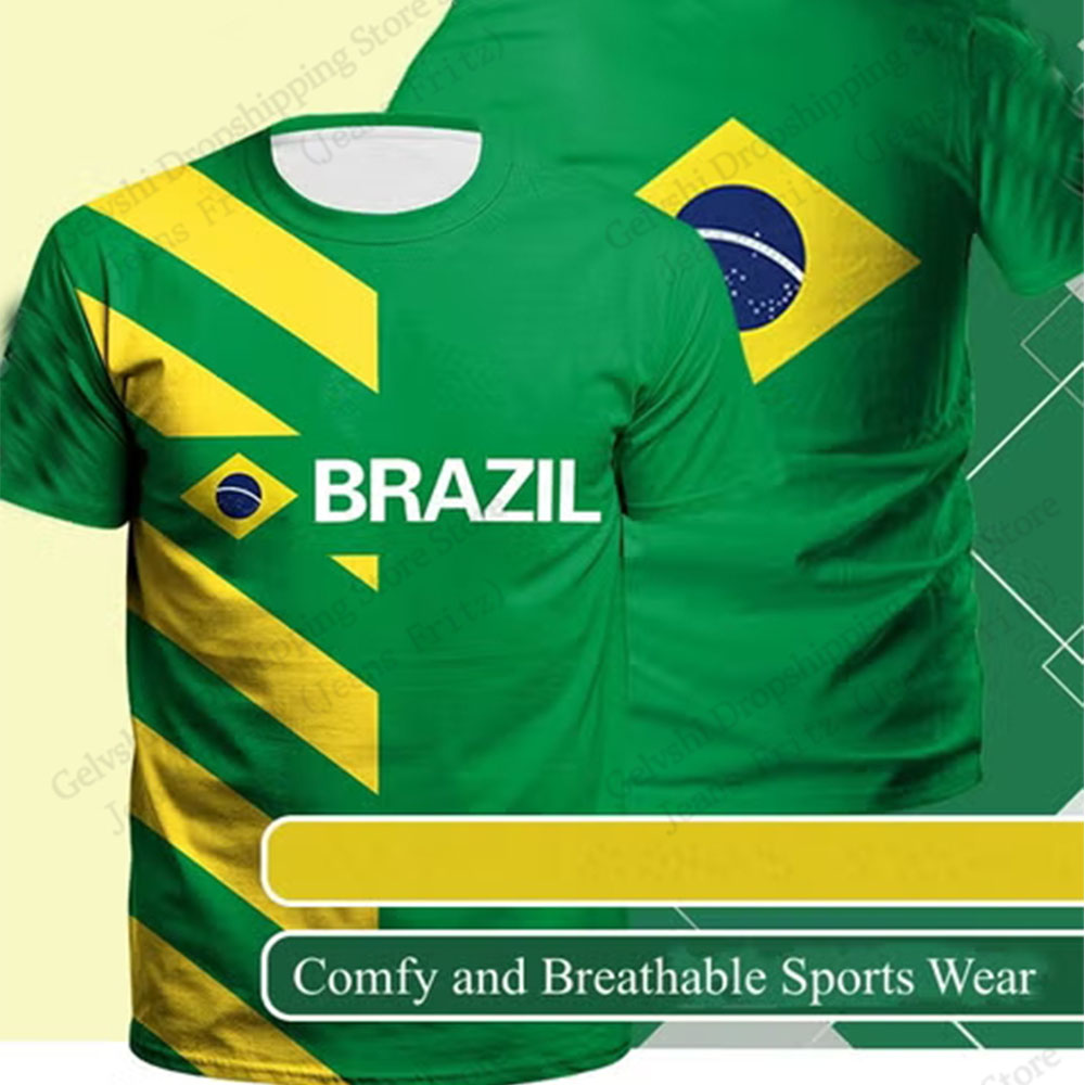 Brazil Letter Mens T-shirt Bra - Street Fashion Brazil avis et prix