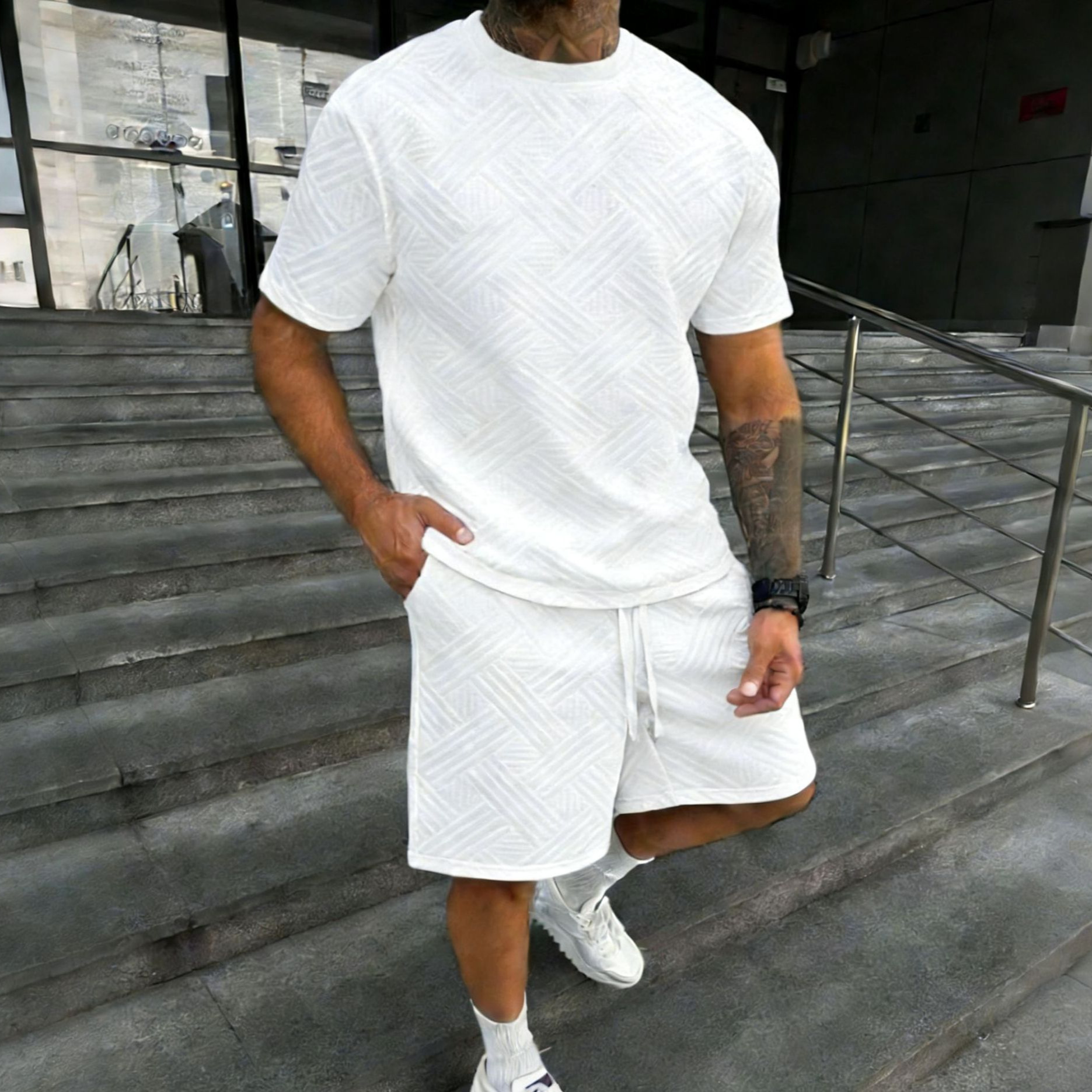 New men's summer jacquard shor - Street Fashion News avis et prix
