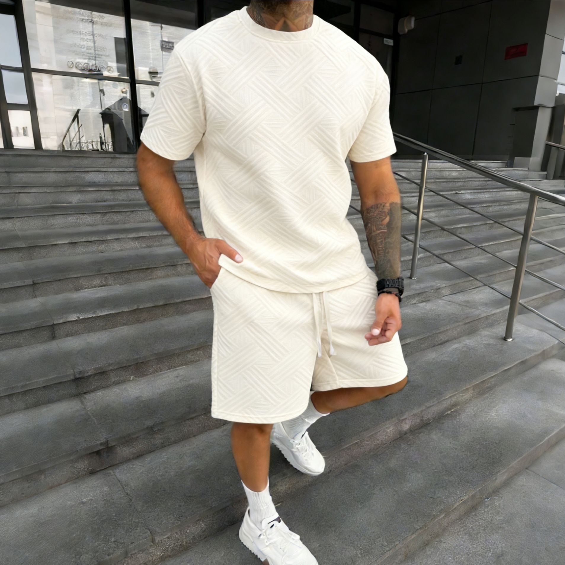 New men's summer jacquard shor - Street Fashion News avis et prix