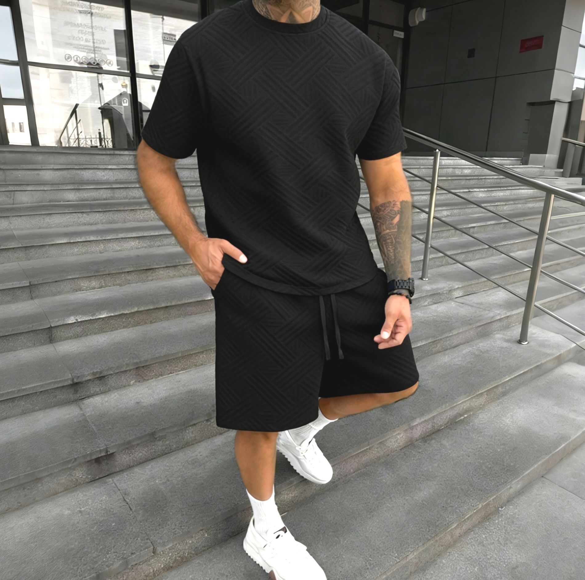 New men's summer jacquard shor - Street Fashion News avis et prix