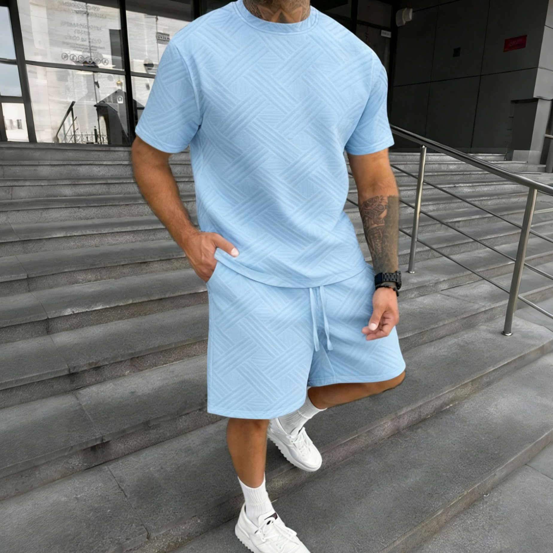 New men's summer jacquard shor - Street Fashion News avis et prix