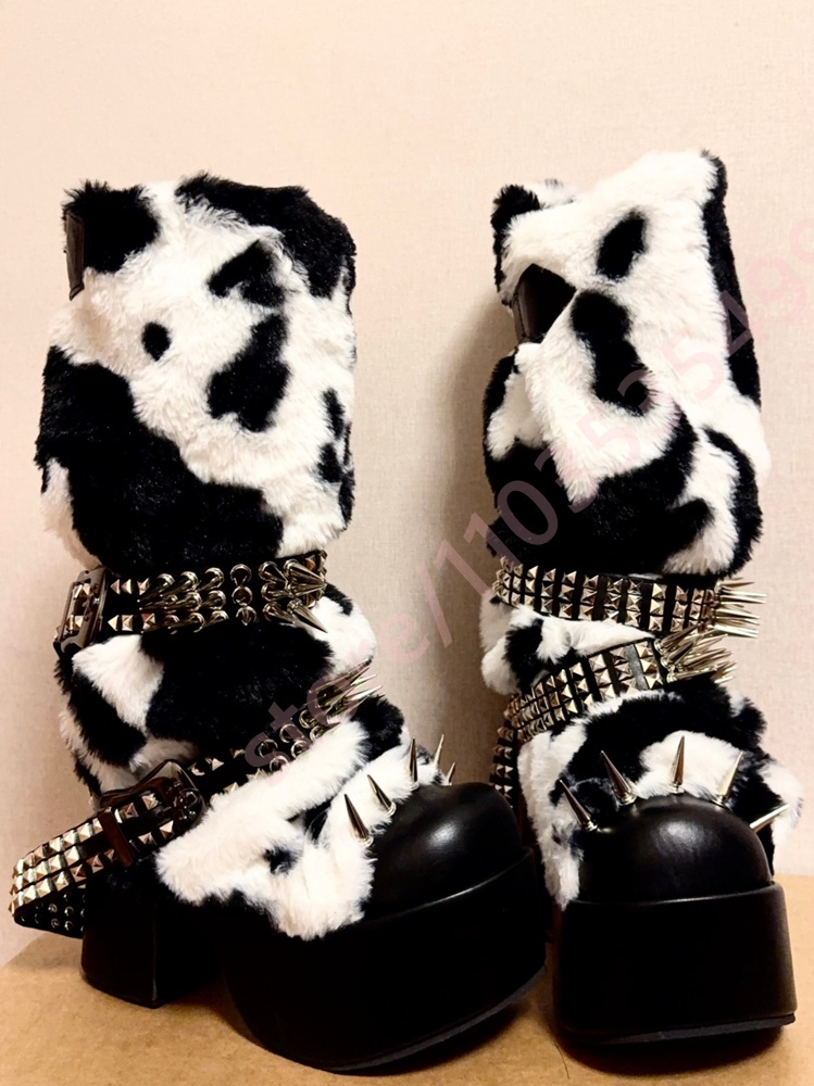 Winter Platform Cow Print Plus - Street Fashion Punk avis et prix