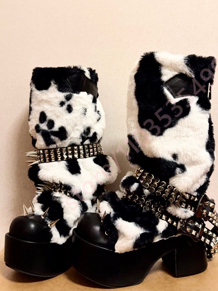 Winter Platform Cow Print Plus - Street Fashion Punk avis et prix