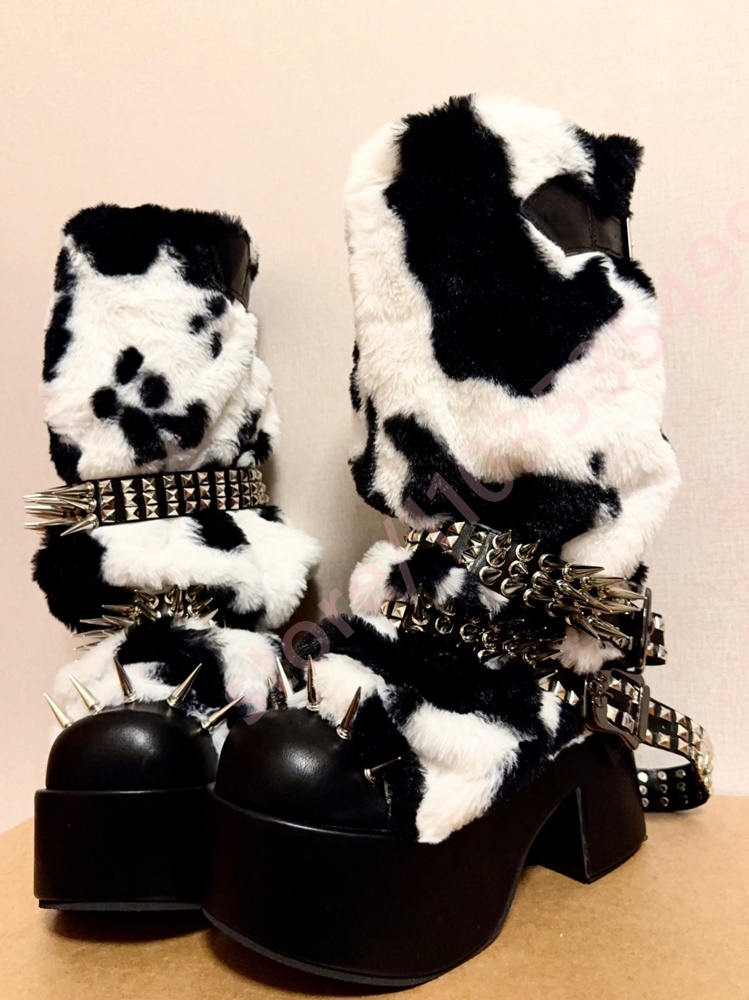 Winter Platform Cow Print Plus - Street Fashion Punk avis et prix