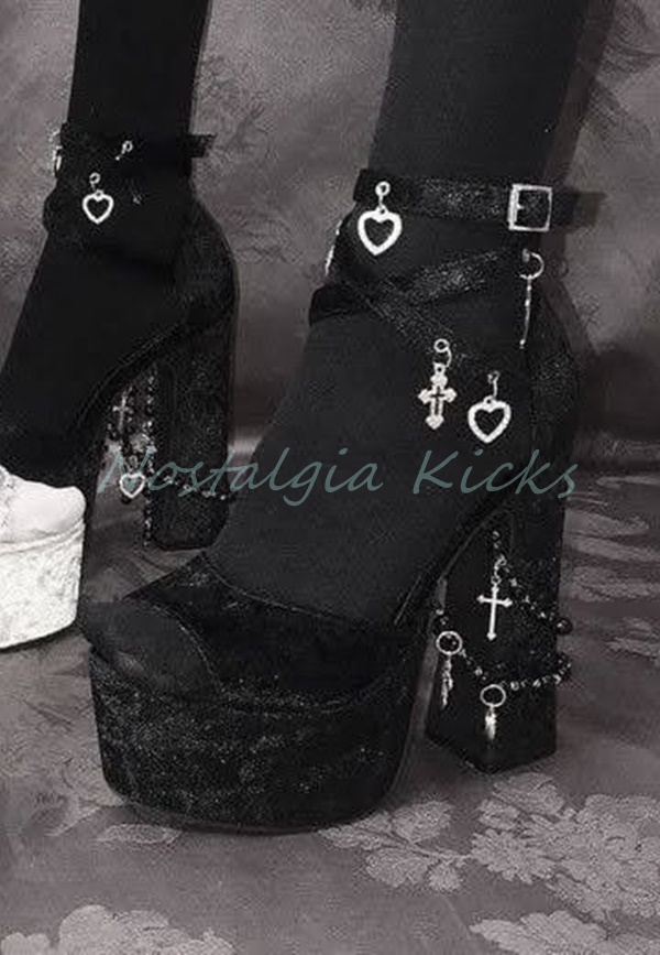 Gothic Black Velvet Platform H - Street Fashion Punk avis et prix