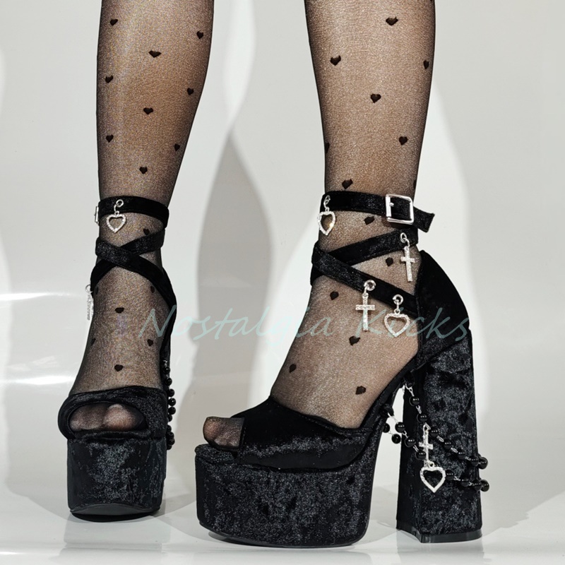 Gothic Black Velvet Platform H - Street Fashion Punk avis et prix