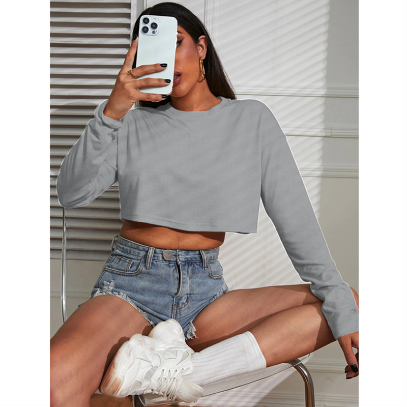 Women Crop Top T-Shirts Solid  - Fashion Street Yoga avis et prix