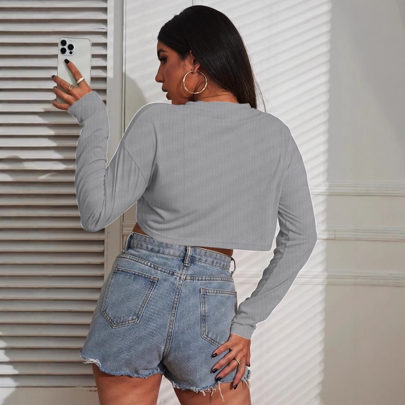 Women Crop Top T-Shirts Solid  - Fashion Street Yoga avis et prix