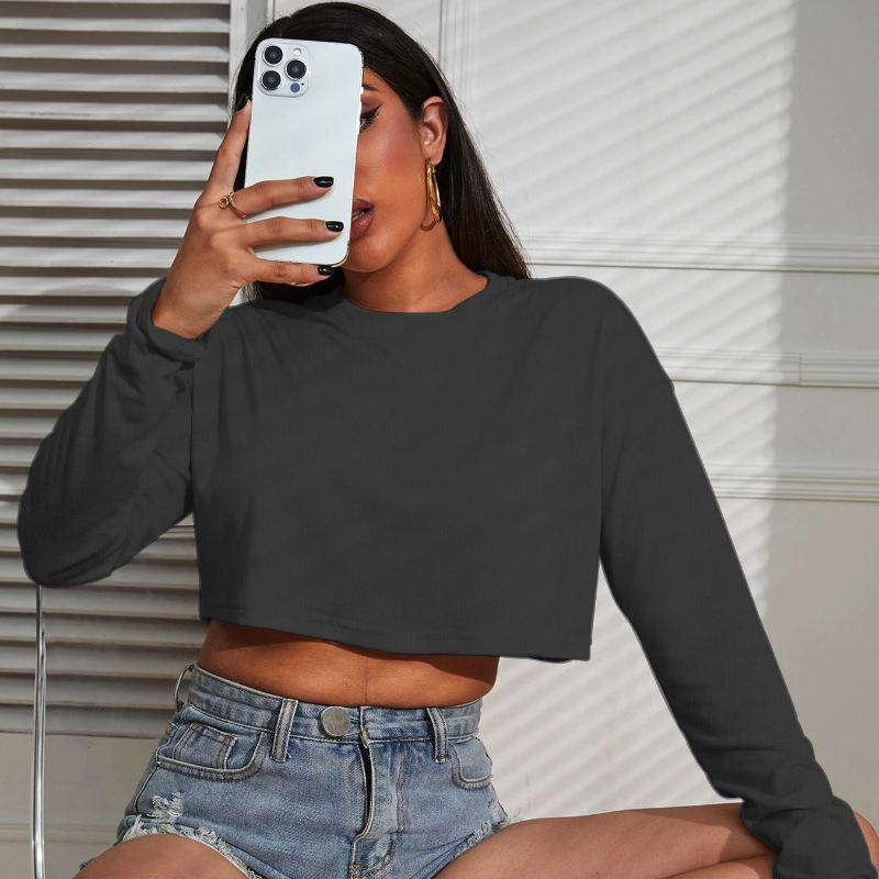 Women Crop Top T-Shirts Solid  - Fashion Street Yoga avis et prix