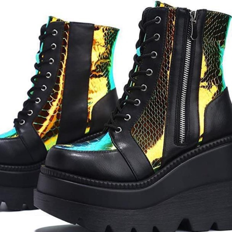 Women's Pink Holographic Platf - Street Fashion Punk avis et prix