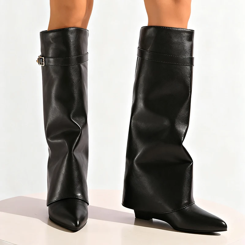 Black Pu Leather Knee High Boo - Street Fashion Punk avis et prix