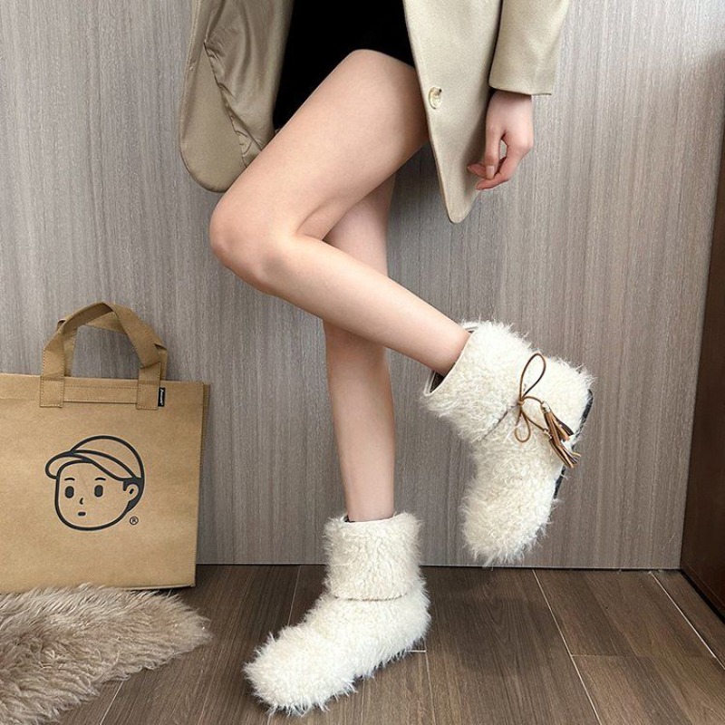 Solid Color Fleece-Lined White - Street Fashion Online avis et prix