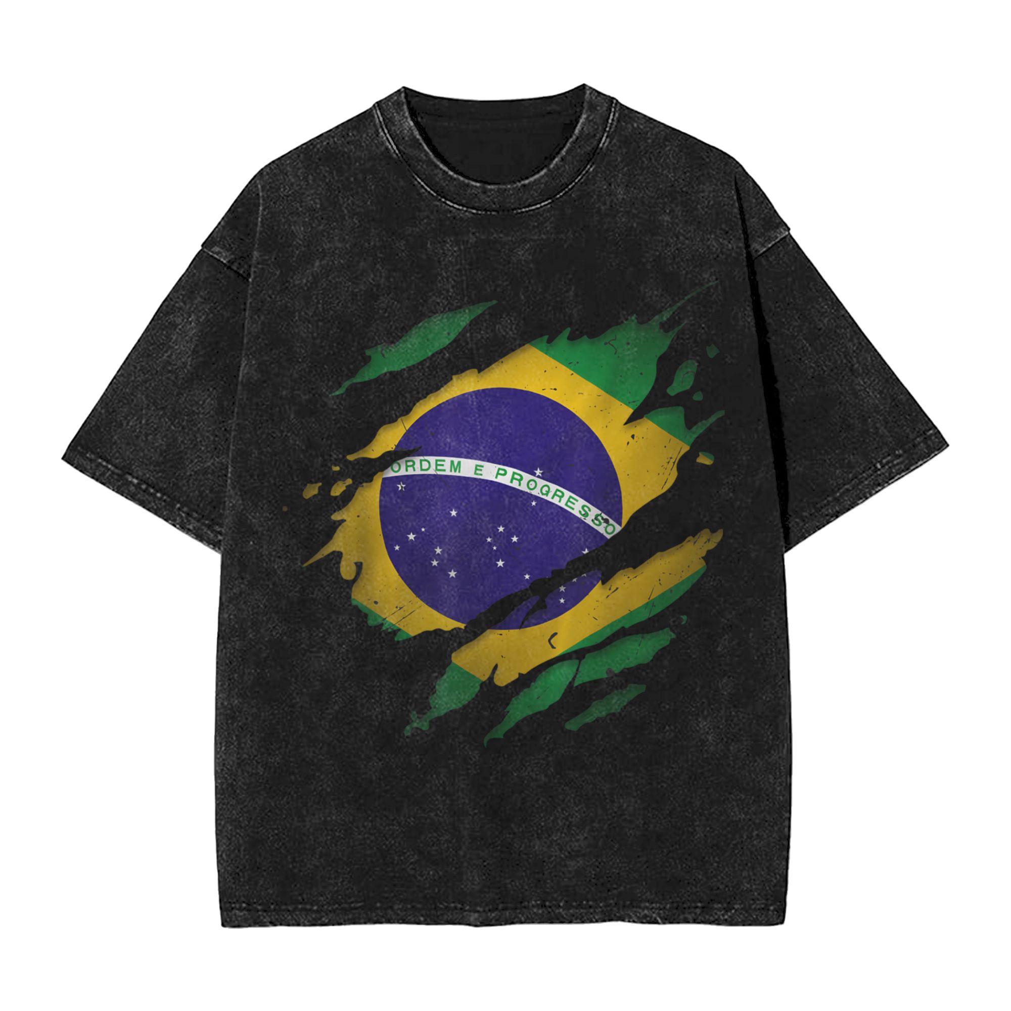 Brazil Brazilian Flag Washed T - Street Fashion Brazil avis et prix