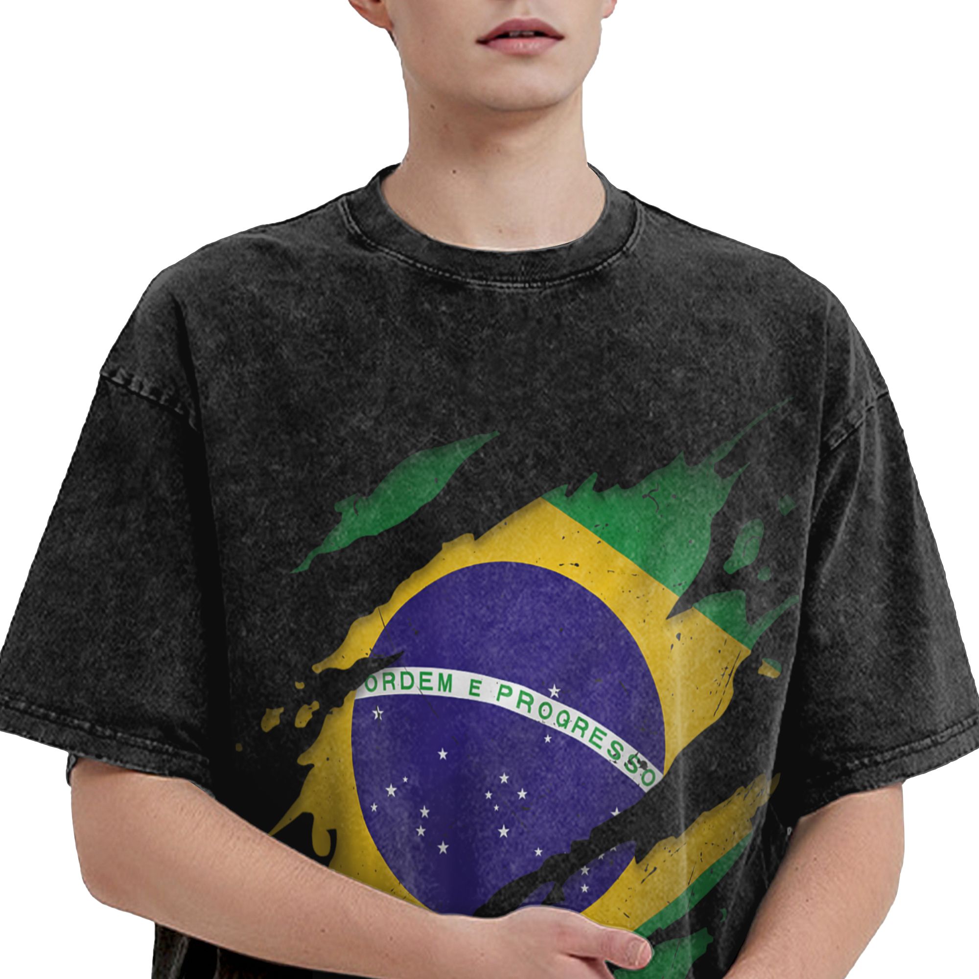 Brazil Brazilian Flag Washed T - Street Fashion Brazil avis et prix