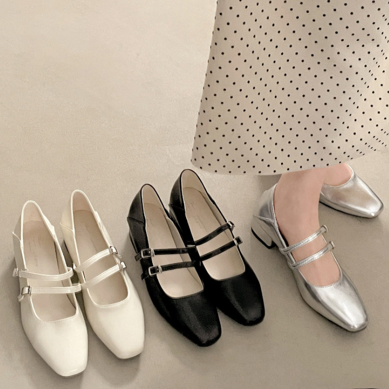Square Toe Low Heel Women Silv - Street Fashion Shoes avis et prix