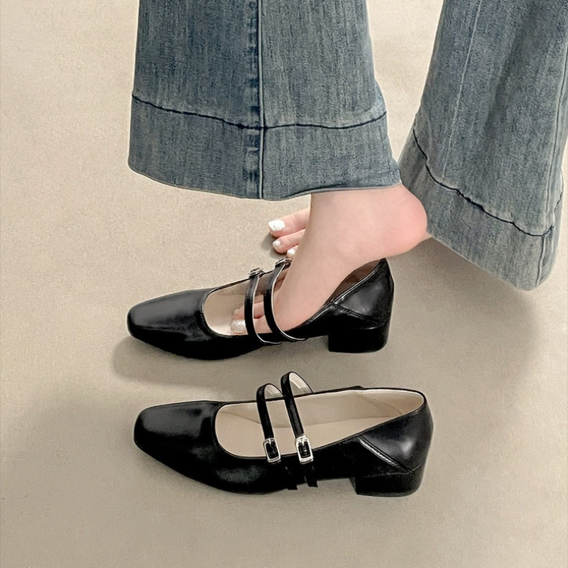 Square Toe Low Heel Women Silv - Street Fashion Shoes avis et prix