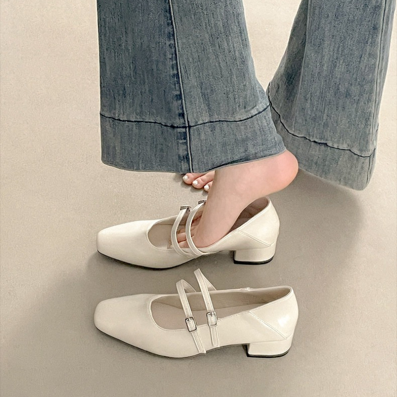 Square Toe Low Heel Women Silv - Street Fashion Shoes avis et prix