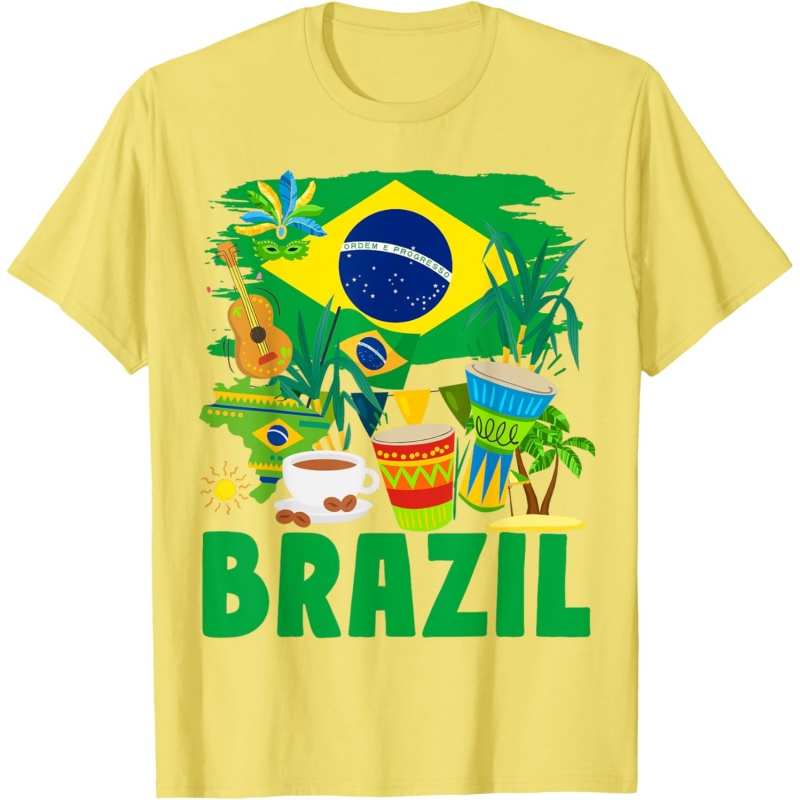 3D Printed Brazil Music T-Shir - Street Fashion Brazil avis et prix